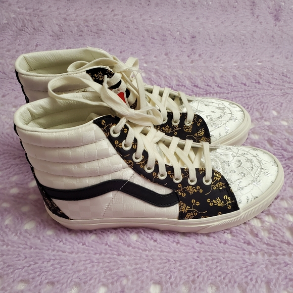 High Top Vans Floral Patchwork Style Sneakers Size 9 Boho Chic Classic - Picture 14 of 16